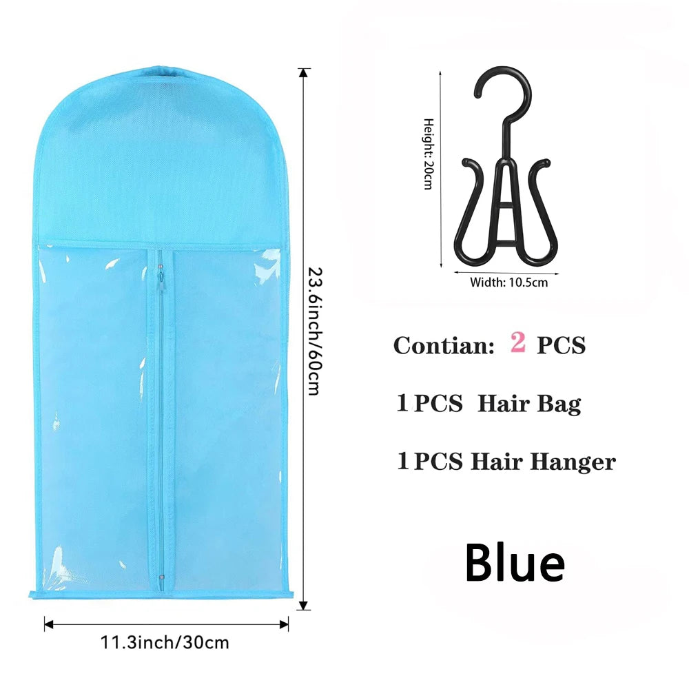 Wig Storage Bag Extra Long Hair Extension Storage Bag With Hanger For Wigs Hair Extensions Hairpiece Wig Bag With Wig Hanger
