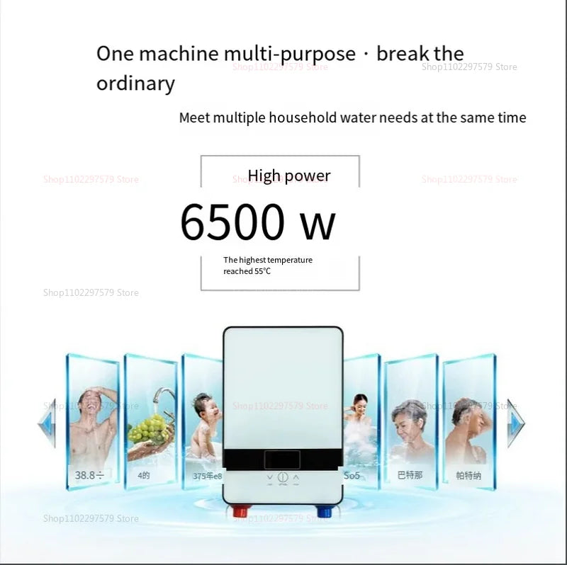 Portable Instant Electric Water Heater for Home Fast Heating Waterproof Kitchen Bathroom Compact Space-saving Safe Efficient
