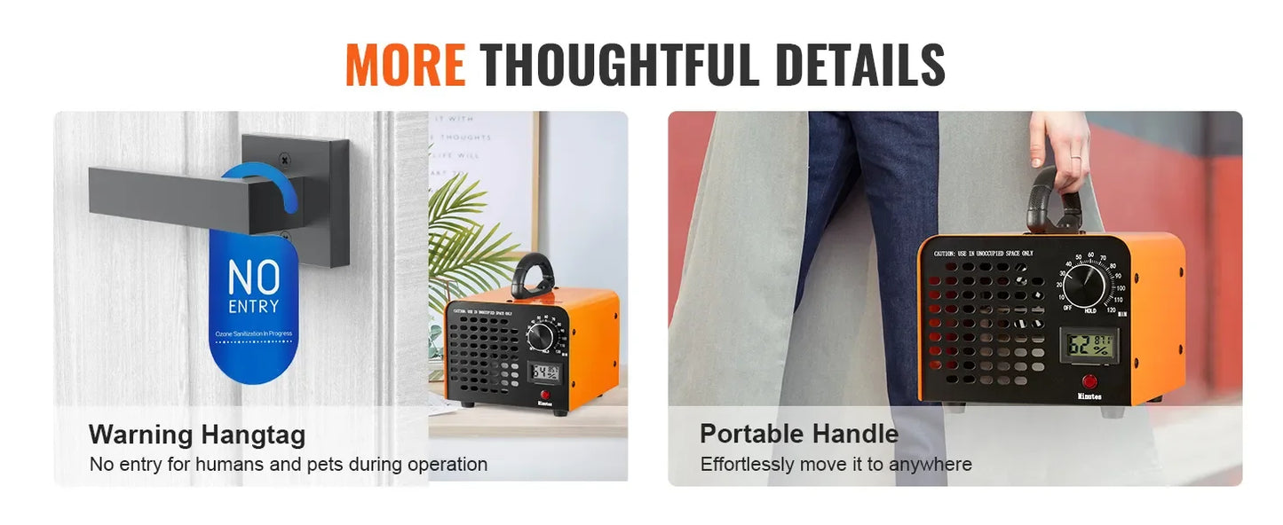 VEVOR Ozone Generator Commercial Ozone Generator Ozone Machine 12000 24000 36000mg/h Odor Remover with 0-120min Timer