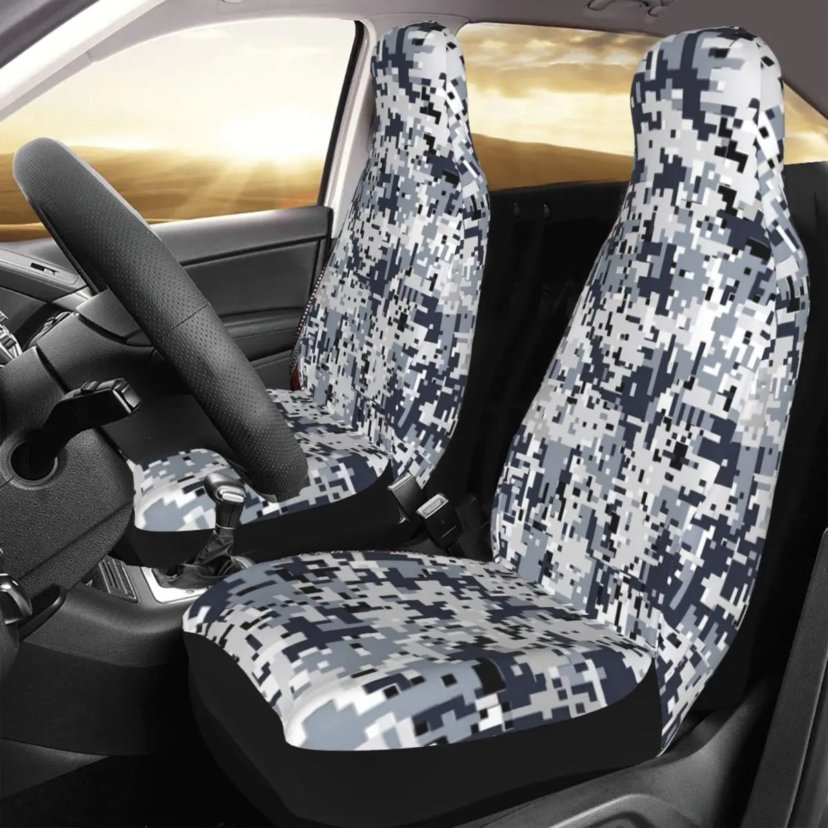Urban Style Camouflage Universal Car Seat Cover Off-Road For SUV Multicam Front Rear Flocking Cloth Cushion Fabric Hunting