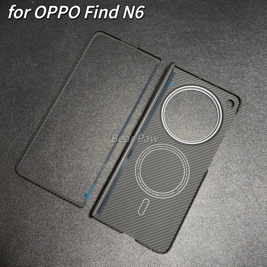 Carbon Hinge Case for Magsafe OPPO Find N6 Aramid Fiber Magnetic Hinge Phone Protection Case Central Axis Cover Ultra Slim Cover