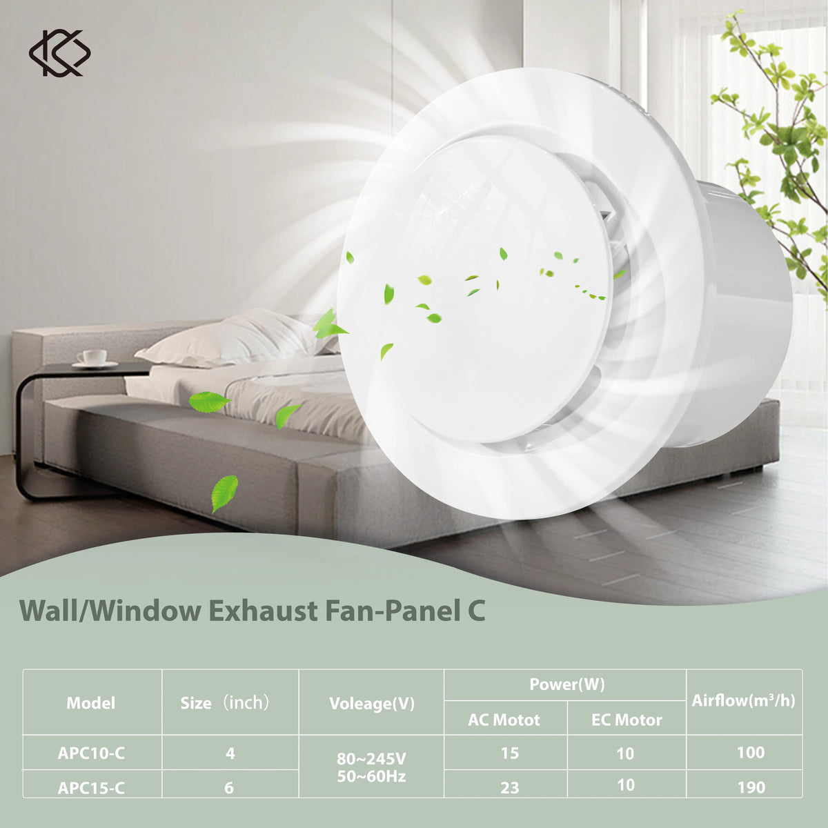 KCvents Circle Exhaust Fan Ventilation Fan With Reversible Remote Control For Bathroom Room Kitchen Home ECO Friendly 4/6/8 inch