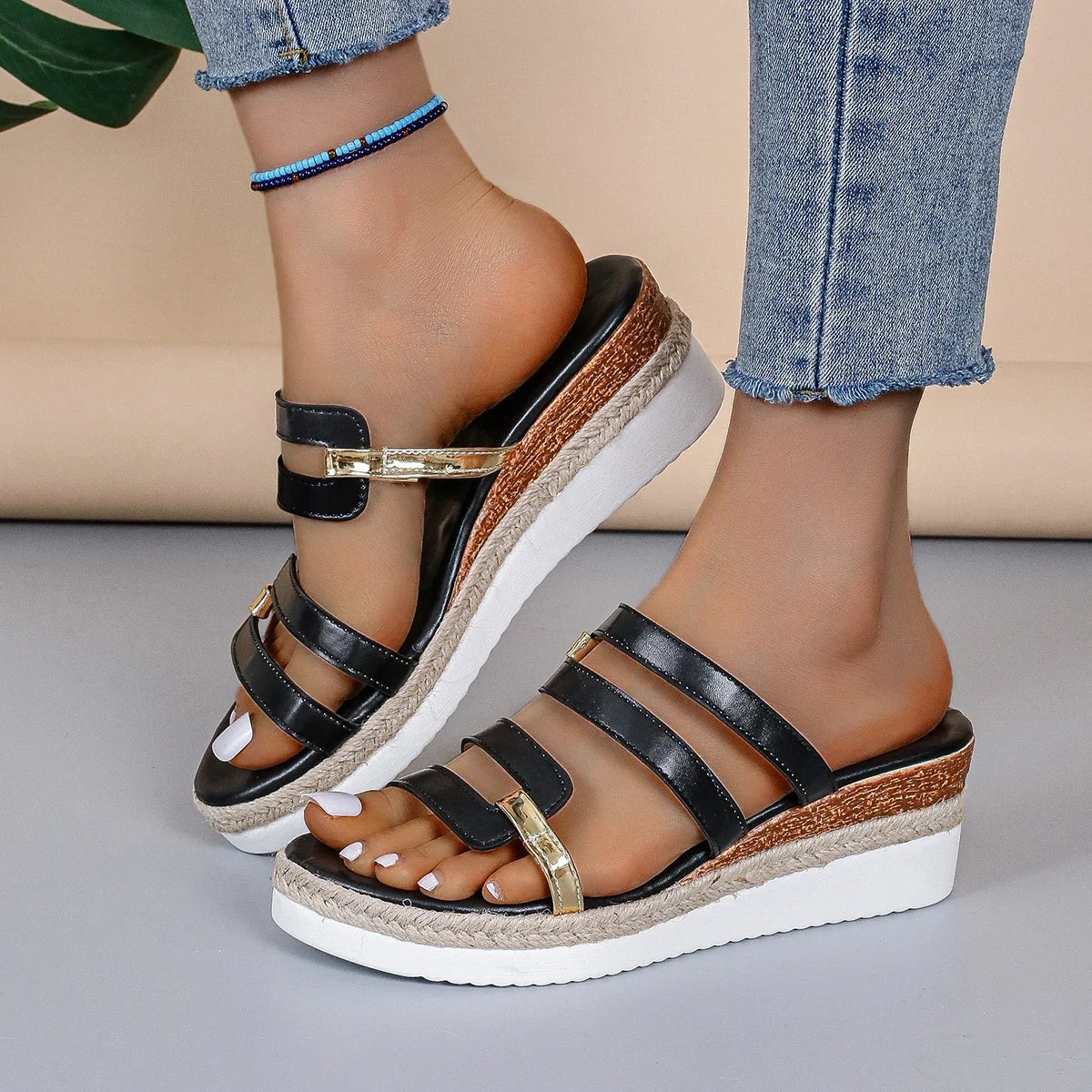 Women Wedge Slippers 2024 New Summer Platform Sandals Outdoor Beach Casual Shoes for Women Durable Luxury Slides Women