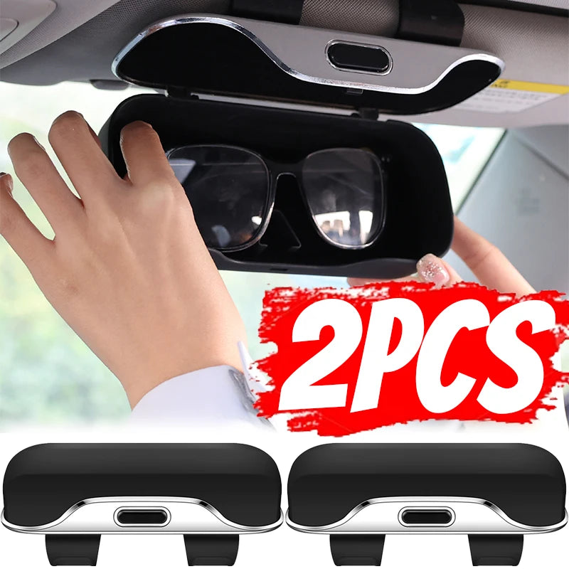 Portable Car Sunglasses Case Holder Sun Visor Clip Storage Box Organizer Glasses Cage Auto Interior Accessories Universal Parts