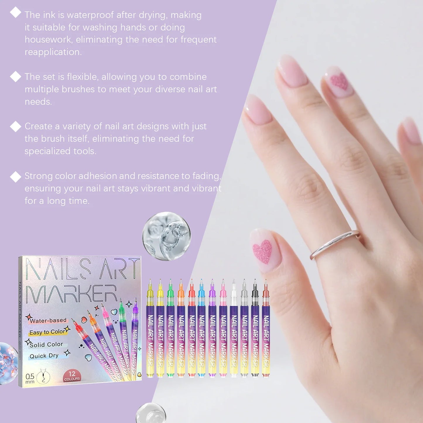 Multi-Color DIY Nail Art Pens Line Drawing and Detailing Tools for Nail Art Ideal for Manicure Nail Designs and DIY Nail Art Kit