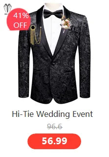 Hi-Tie Pure Black Silk Mens Shirts Plain Smooth Long Sleeve Formal Dress Blouse for Male Wedding Business Events Oversized Gift