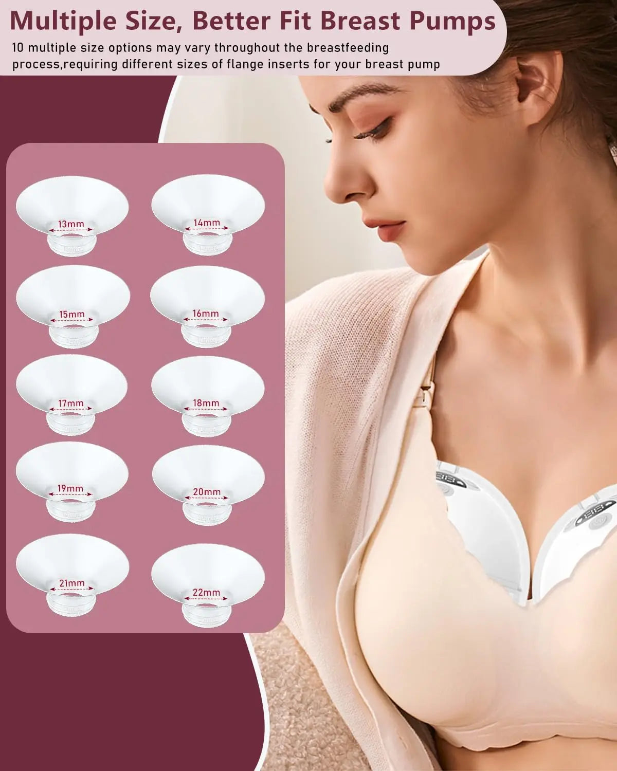 Flange Insert Compatible with Momcozy/Spectra/Medela/Elvie/NCVI/TSRETE/eufy/Lansinoh/XIMYRA Breast Pump 24mm Shields/Flanges