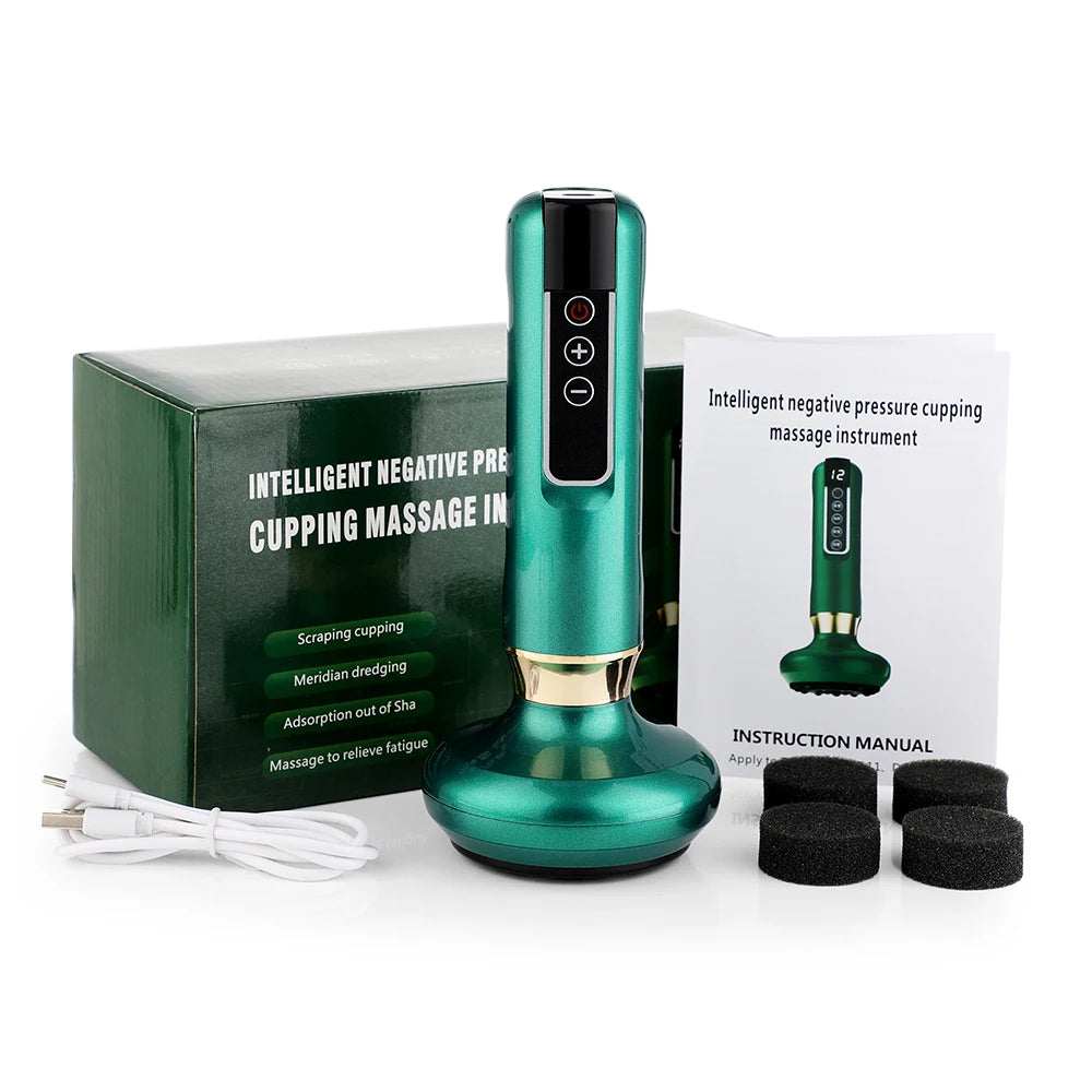 6/12 Speed Electric Cupping Massager Vacuum Suction Cup GuaSha Anti Cellulite Beauty Health Scraping Infrared Heat Body Slimming