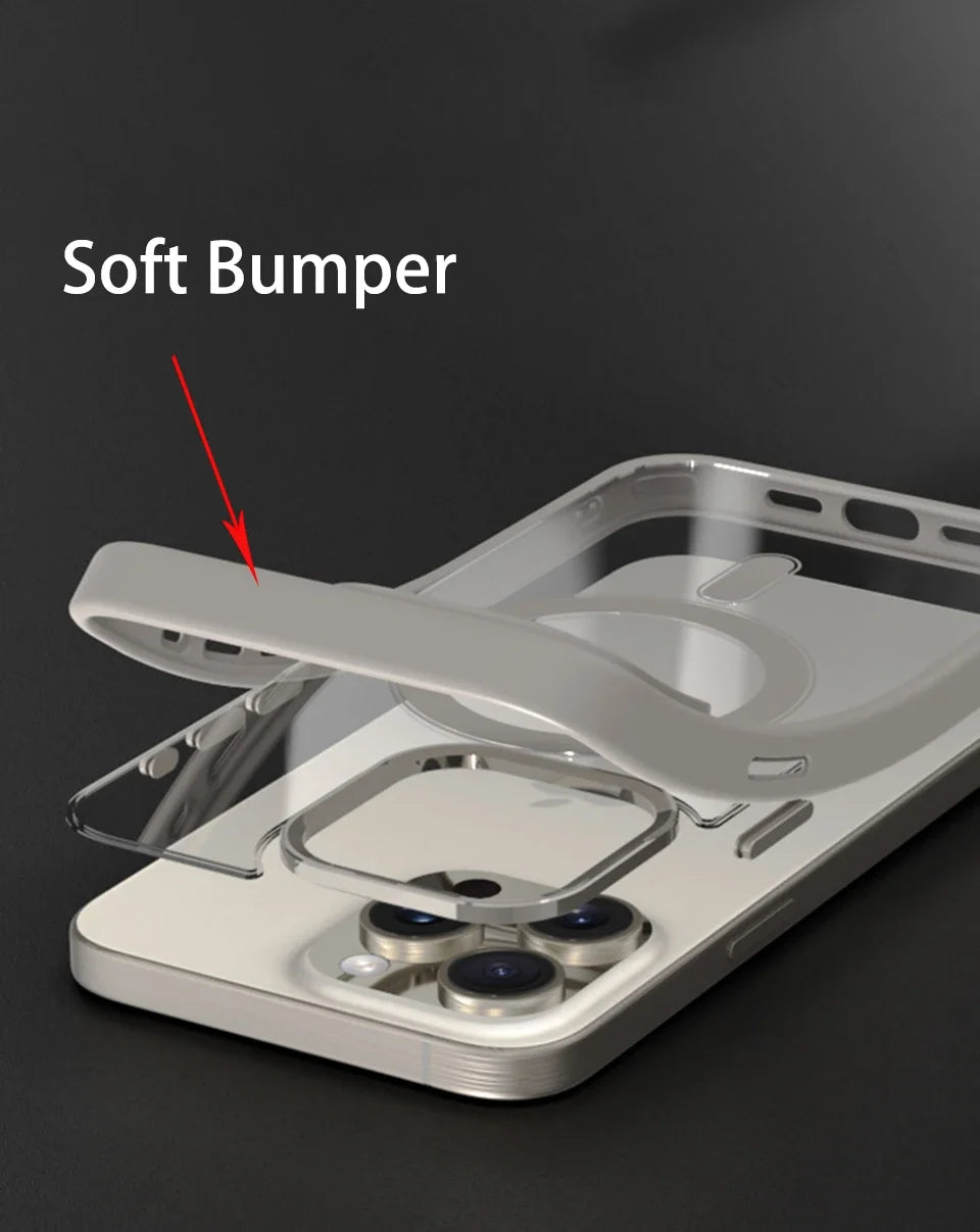 Luxury Magsafe Transparent Case For iPhone 16 15 14 13 12 11 Pro Max Plus X XS XR 13 Mini Magnetic Wireless Charge Phone Cover