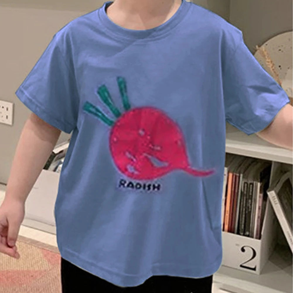 Baby Girls Boys Short Sleeved T-shirt Kids Cotton Top Tees Toddler Cartoon Print Shirts Summer Children's Clothing Korean Style