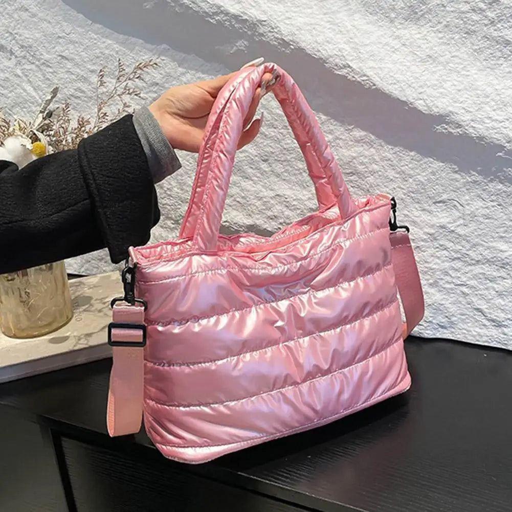 Large Tote Padded Handbags Designer Quilted Women Shoulder Bags Luxury Nylon Down Cotton Crossbody Bag Winter Tote Big