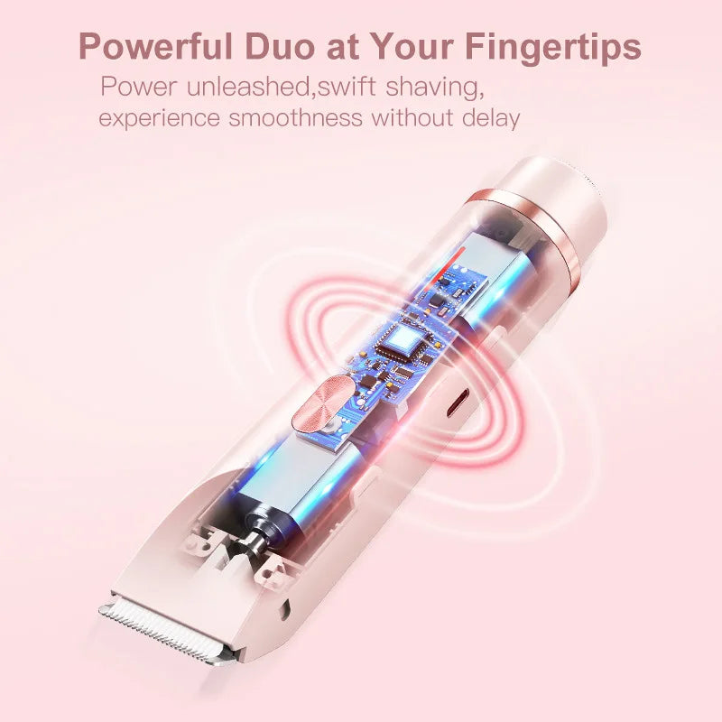 1PC Dual Head Hair Trimmer Women Electric Razors Rechargeable Wet Dry Painless Shaer Machine Hair Remoer For Body Private Areas