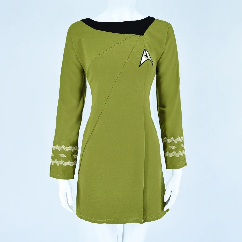 Halloween Costume Startreks Female Uniform Dress Duty TOS Cosplay Costume Red Blue Halloween Party Prop