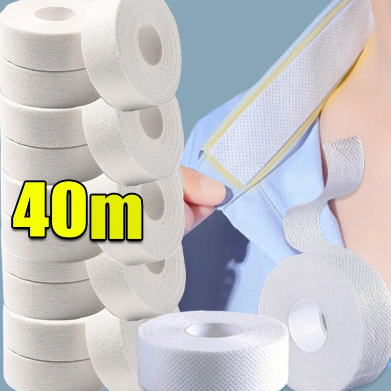 8-40m Collar Sweat Absorbing Pad Disposable Self-Adhesive Breathable Sweat Pads White T-shirt Neck Collar Hat Absorbent Sticker