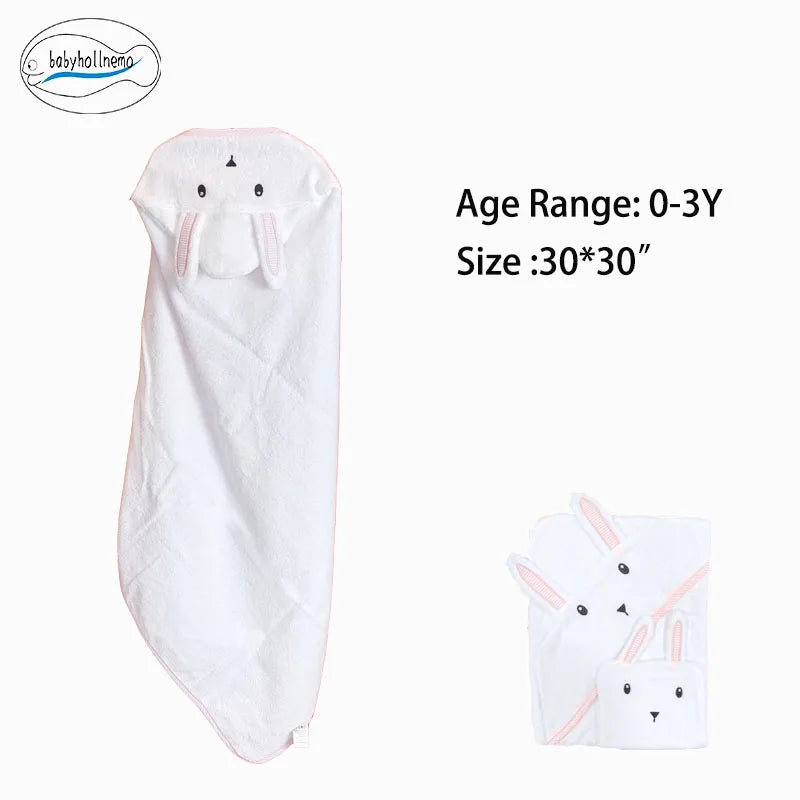 100% Cotton Terry Baby Bathrobe Towel  Cartoon Hooded Skin-Friendly Soft  Absorbent Machine Washable All Season for Toddler 0-3Y
