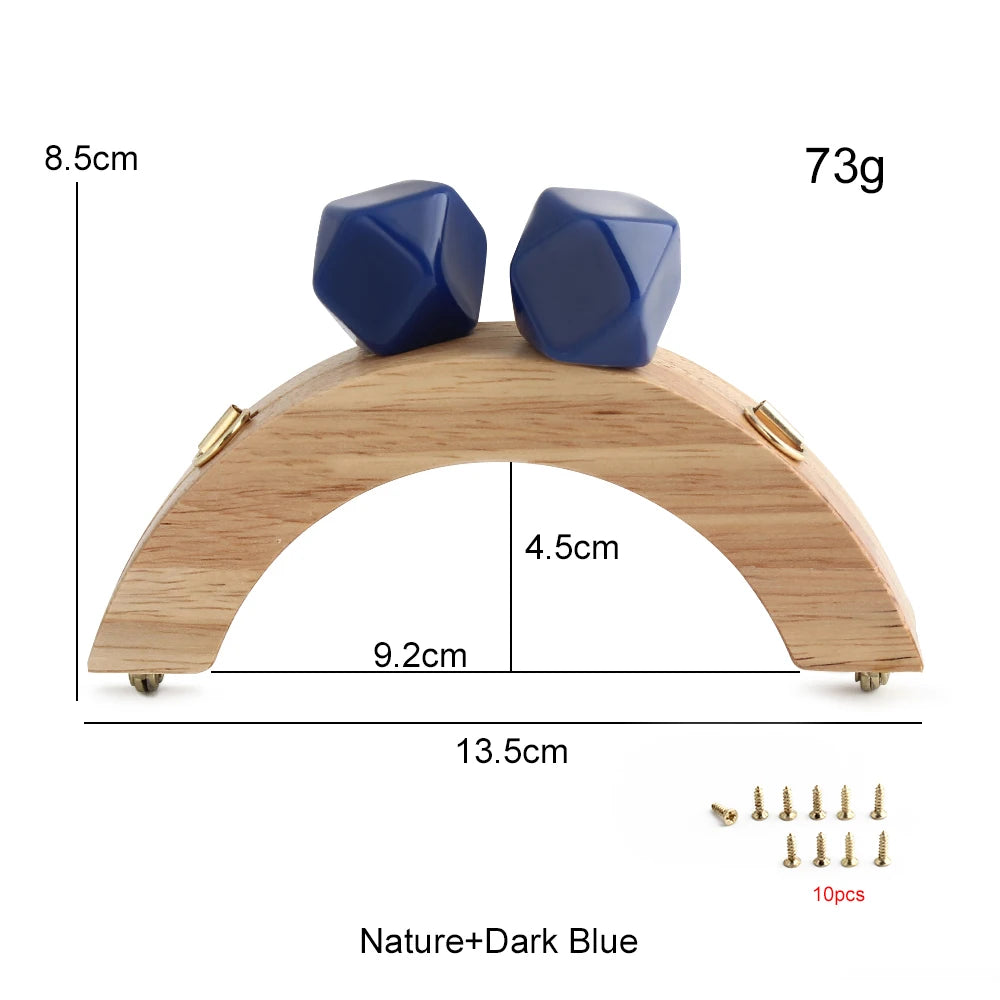 1PC Mini Handbag Bag Frame Matching Lock Wooden Bag Arched Bridge Handle with Colorful Resin Beads DIY Handicraft Accessories