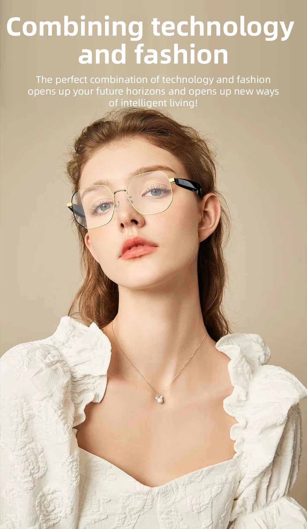 SG-16Pro New Trendy Smart Glasses Anti Blue Light Gold frame Sunglasses Music Stereo For Jogging Workouts SG16 PRO