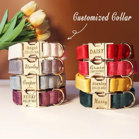 Personalized Dog Collar Bow Set Customized ID Name Tel Engraving Name for Small Medium Large Dogs Adjustable Dog Leash