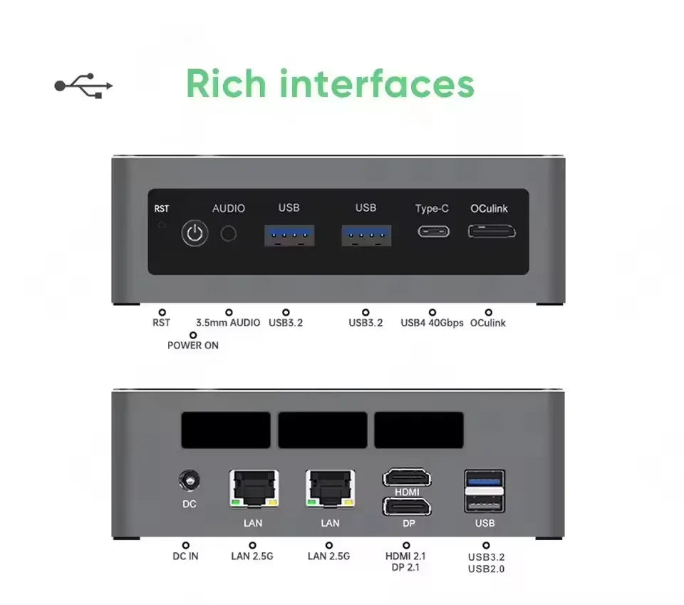Topton Mini PC Gamer Intel Ultra 9 285H ES 7 255H ES 5 235H ES OCuLink USB4 2x2.5G LAN 2xNVMe Desktop Computer Windows 11 WiFi6E