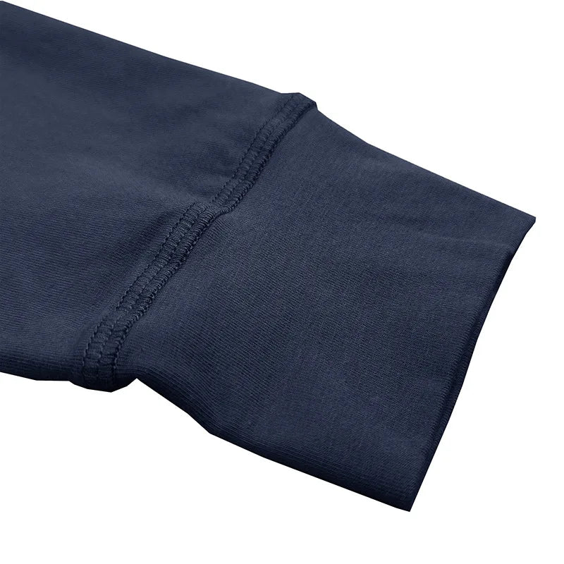 SHiONFA Spring Men's Long Sleeved T-shirt Casual Soft Cotton Base Shirt Placket Front Button Solid Color Pullover