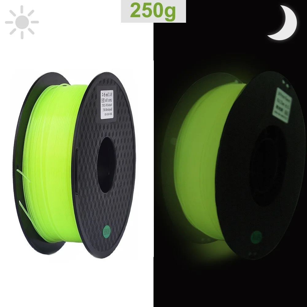 3D Printer Filament Glow In The Dark PLA 1.75mm 1kg 250g Luminous Filament PLA Blue Green Plastic Material Clear For FDM Printer