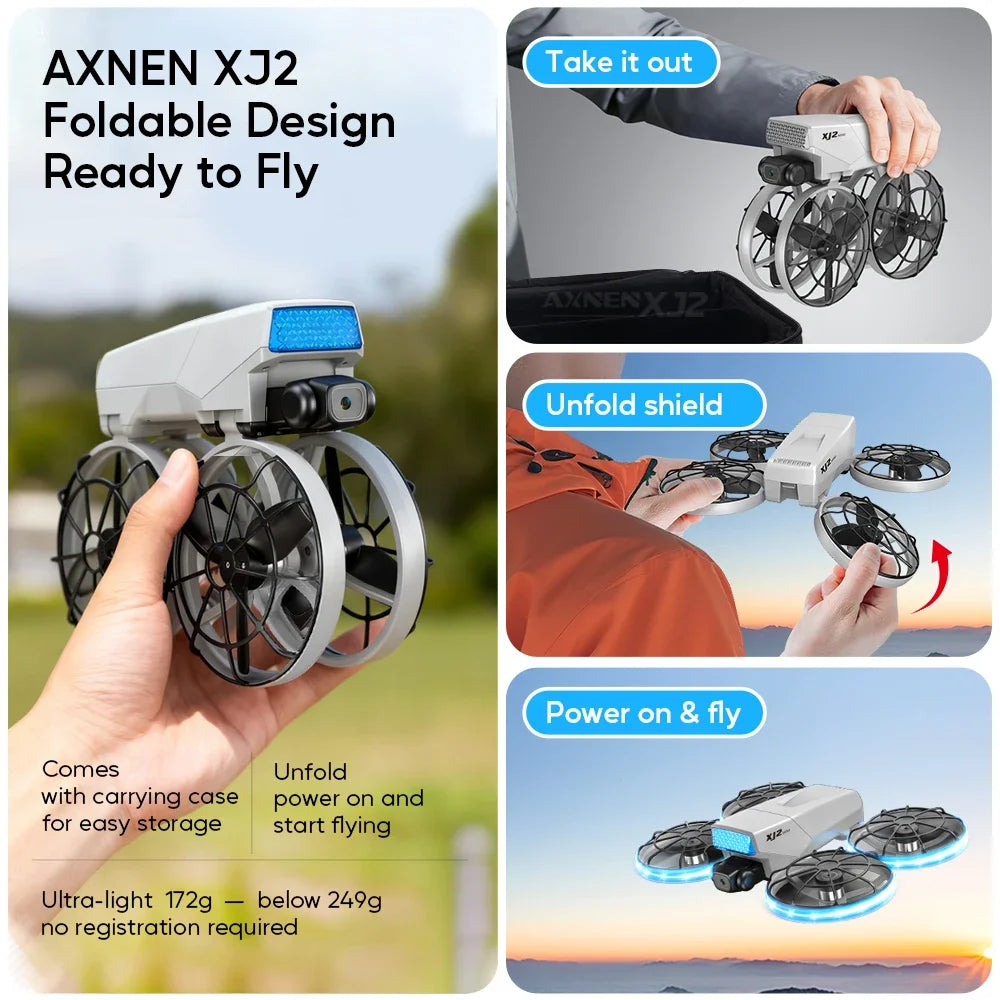 XJ2 Mini Drone 8K HD Camera, Foldable Brushless RC Quadcopter, Remote Control Toy for Kids Teens Beginners Gift Drone