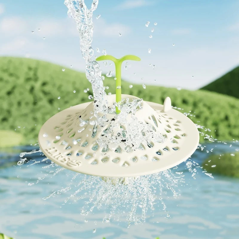Embedded Floor Drain with Sprout Design Hair Filter Anti Clog Shower Drain Cover Sink Strainer Bathroom Hair Catcher