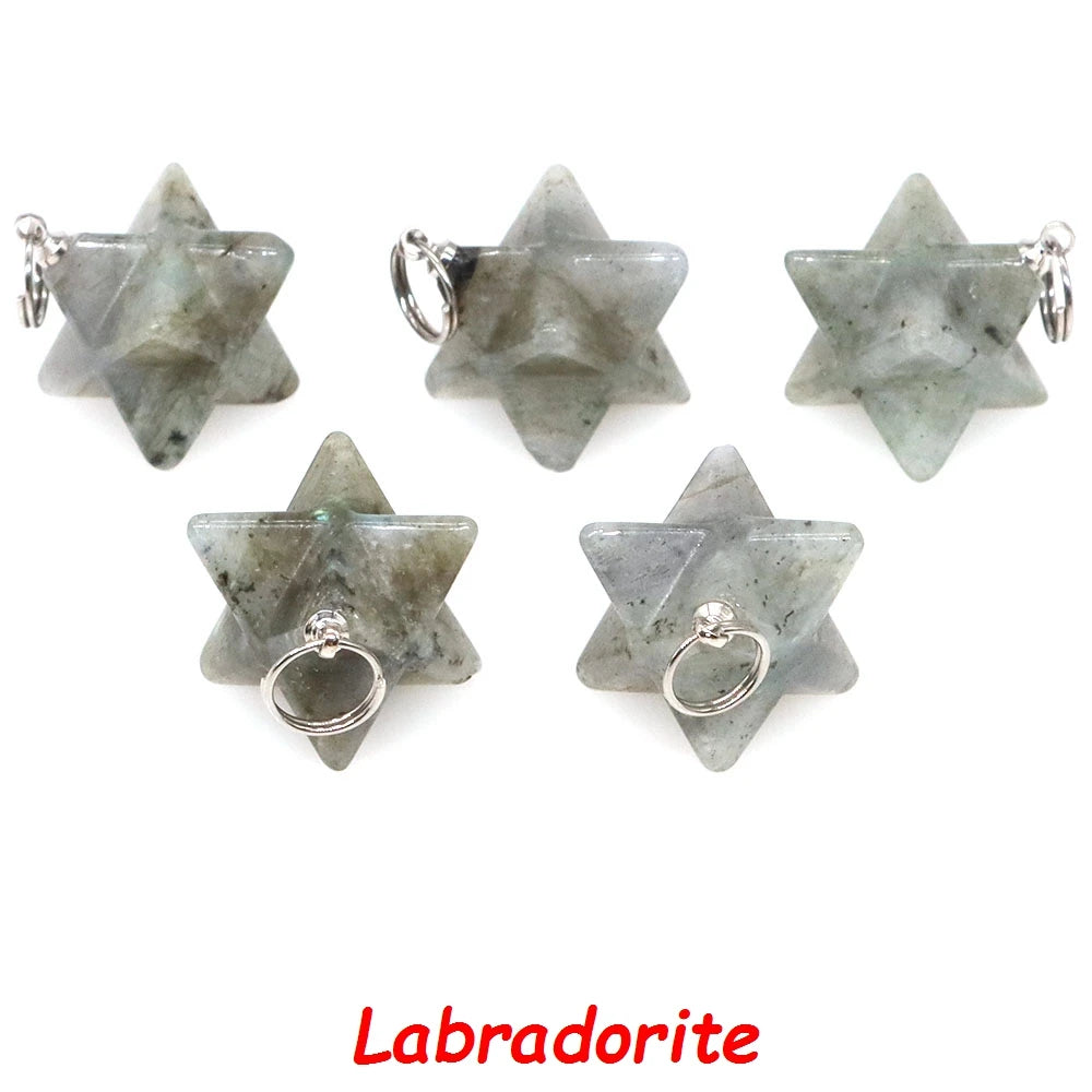 13mm Merkaba Star Pendant Natural Hexagram Stone Necklace Reiki Healing Crystal Wiccan Energy Gemston For DIY Jewelry Home Decor