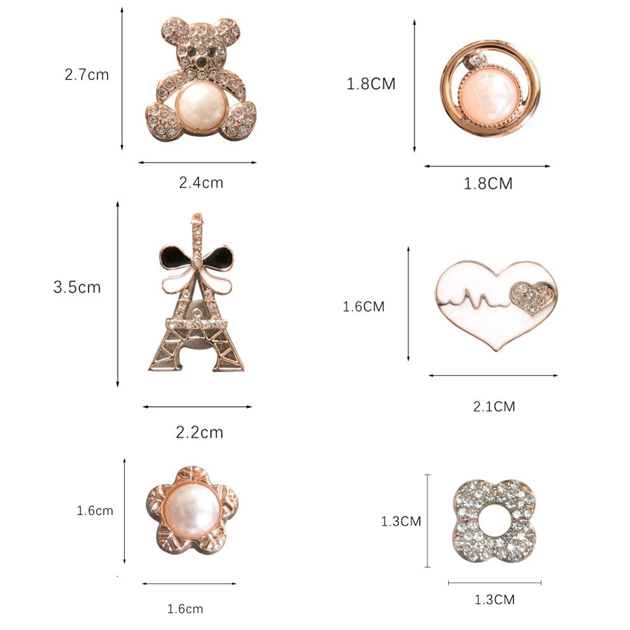 14pcs Sparkling Golden Faux Pearl Shoe Charms Pins Set DIY Detachable Shoe Decoration Suitable For CROCS Clogs Party Gift Idea