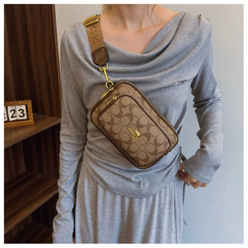 2026 New Retro Luxury Women Shoulder Bag Crossbody Bag Original Circular Pattern Logo Durable Fabric Adjustable Strap Daily Work