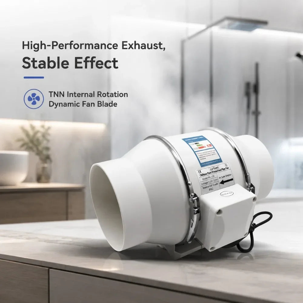 4/5/6 Inch Exhaust Flue Fan Remote Control Mixed Flow Inline Fan 220V High Speed Quiet Exhaust Fan For Home Vents
