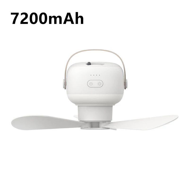 Portable Ceiling Fans 7200mAh Outdoor Camping Fan Tent Canopy Ceiling Fan Rechargeable Electric Fan Remote Control LED Lighting