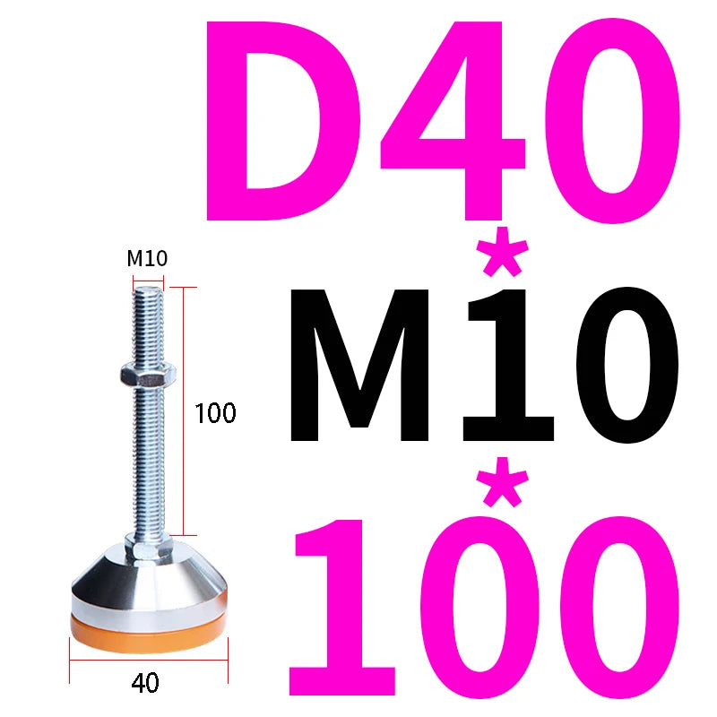 40 50 60 Heavy Metal Foot Cup/Fixed Foundation Screw/Adjustable Foot/Anti Slip Shock Absorber Support Foot M8 M10 M12 M14 M16
