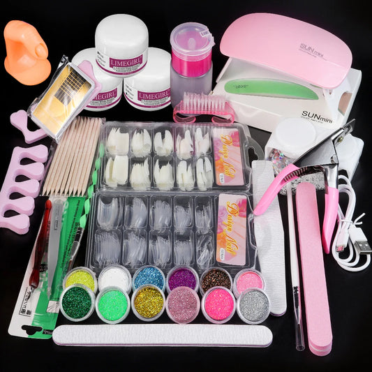 Nail Art Acrylic Powder and Liquid Mono Manicure Art Deco Nail Art Kit Crystal Nail Glitter 3D Engraved Acrylic Manicure Kit