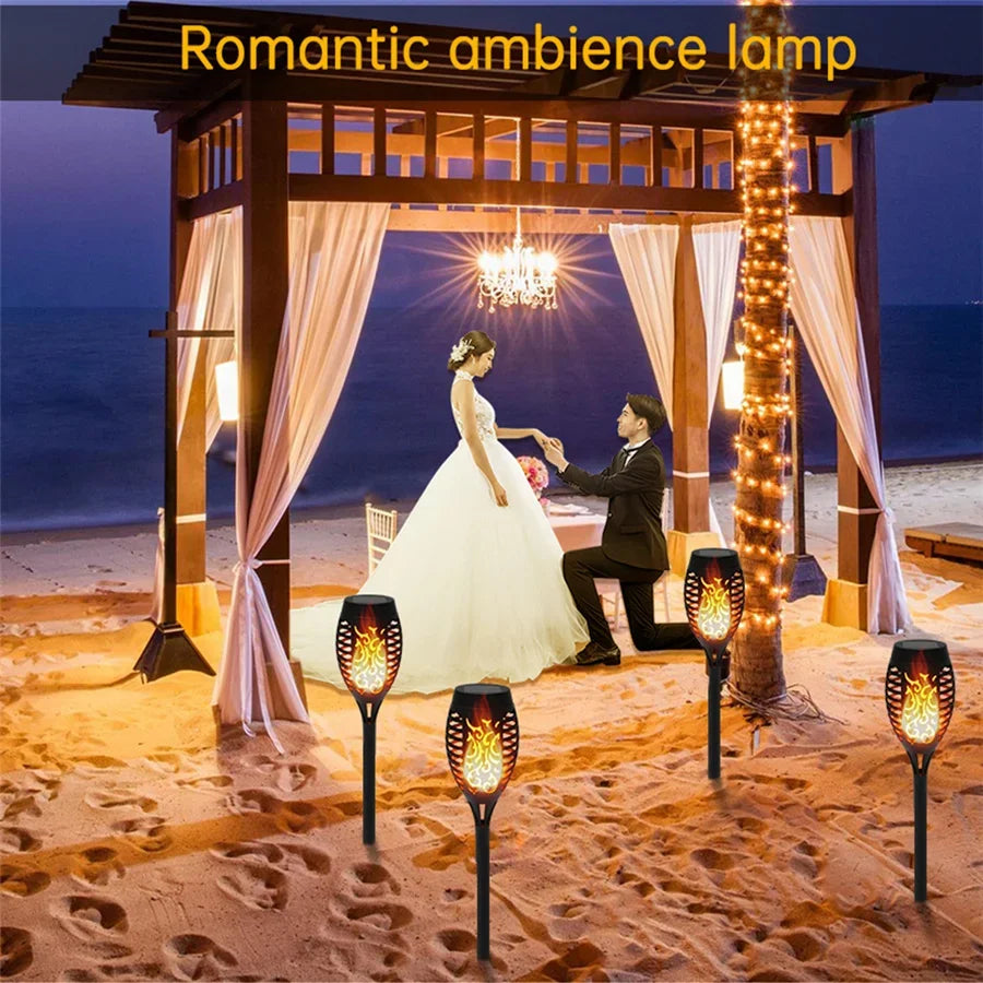 TIRVOSE 12LED Solar Garden Light Flickering Flame Landscape Lawn Lamps Waterproof Patio Lights Path Lighting Outdoor Solar Light