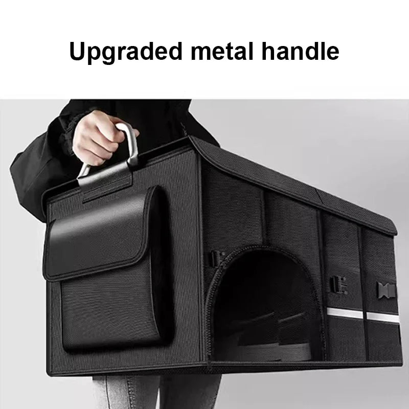 Foldable Trunk Storage Box Waterproof Oxford Cloth 110L Large-Capacity Car Organizer for Camping/Fishing Easy to Carry