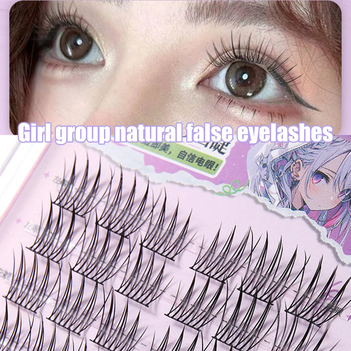 Natural lashes extension for professionals makeup 12 Cluster Eyelashes heat bonded premades volume Segmented Wispy Manga Lash