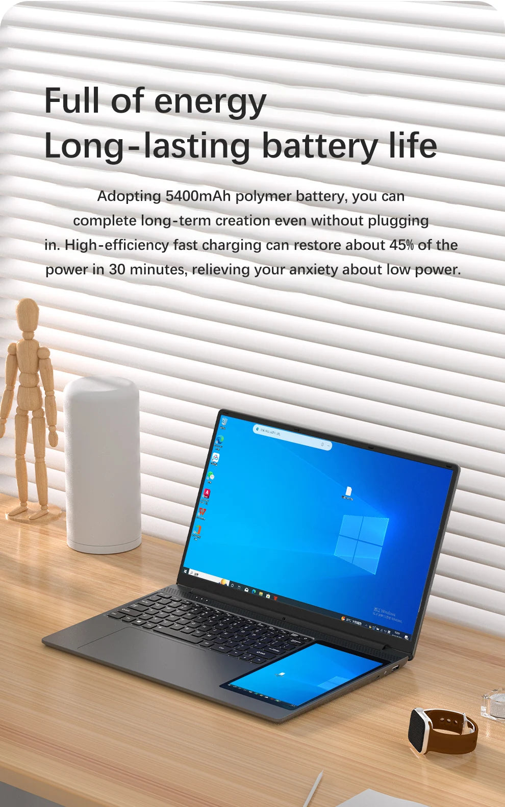 GLF-Y2 Dual Screen Laptop Intel N100 Max 15.6 Inch IPS+7'' Touch 32G DDR4 M.2 2T SSD Slim Business Computer Gen Office Notebook