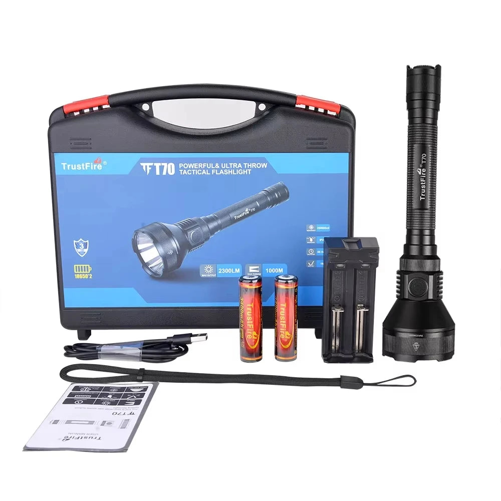 Trustfire T70 High Power Led Flashlights 1KM Long Range 2300LM Ultra Powerful Outdoor Torch Light for Hunting with Remote Switch