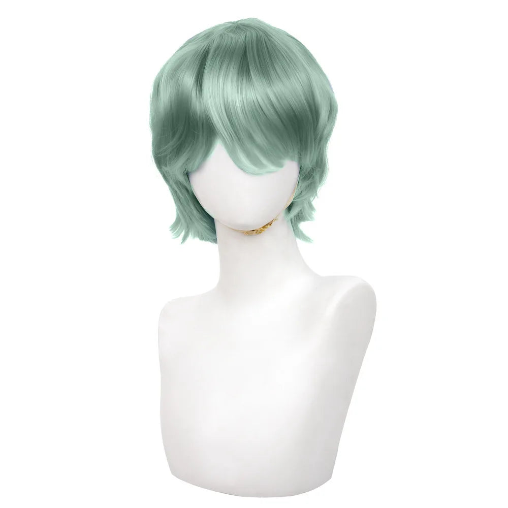 Kpop Saja Boys Baby Cosplay Synthetic Wig 30cm Short Green Men Hair Anime Heat Resistant Wigs Halloween Party Cosplay Gift