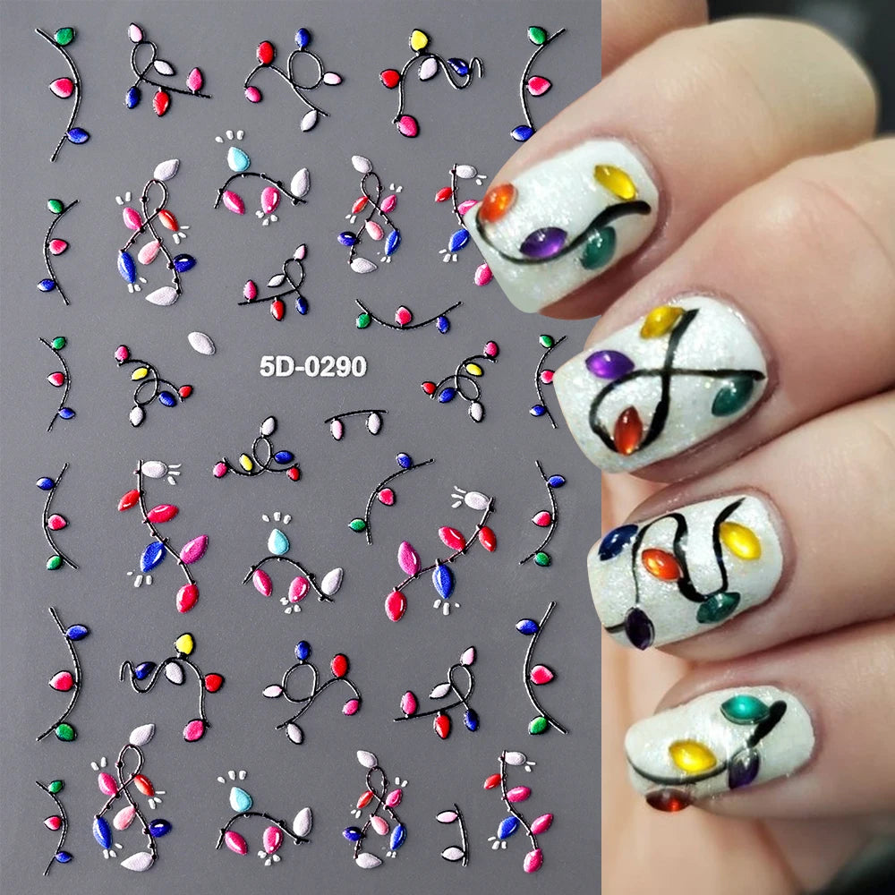 1Pc 3D Lavendar Flowers Stickers for Nails Spring Sakura Floral Leaves Self-Adhesive Sliders Decals Art Manicure for Decoration
