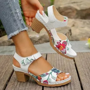 Ladies Shoes 2024 Fashion Summer Women's Sandals Outdoor Mixed Colors Open Toe Chunky Heels Large Size 43 Rome Sandals Women