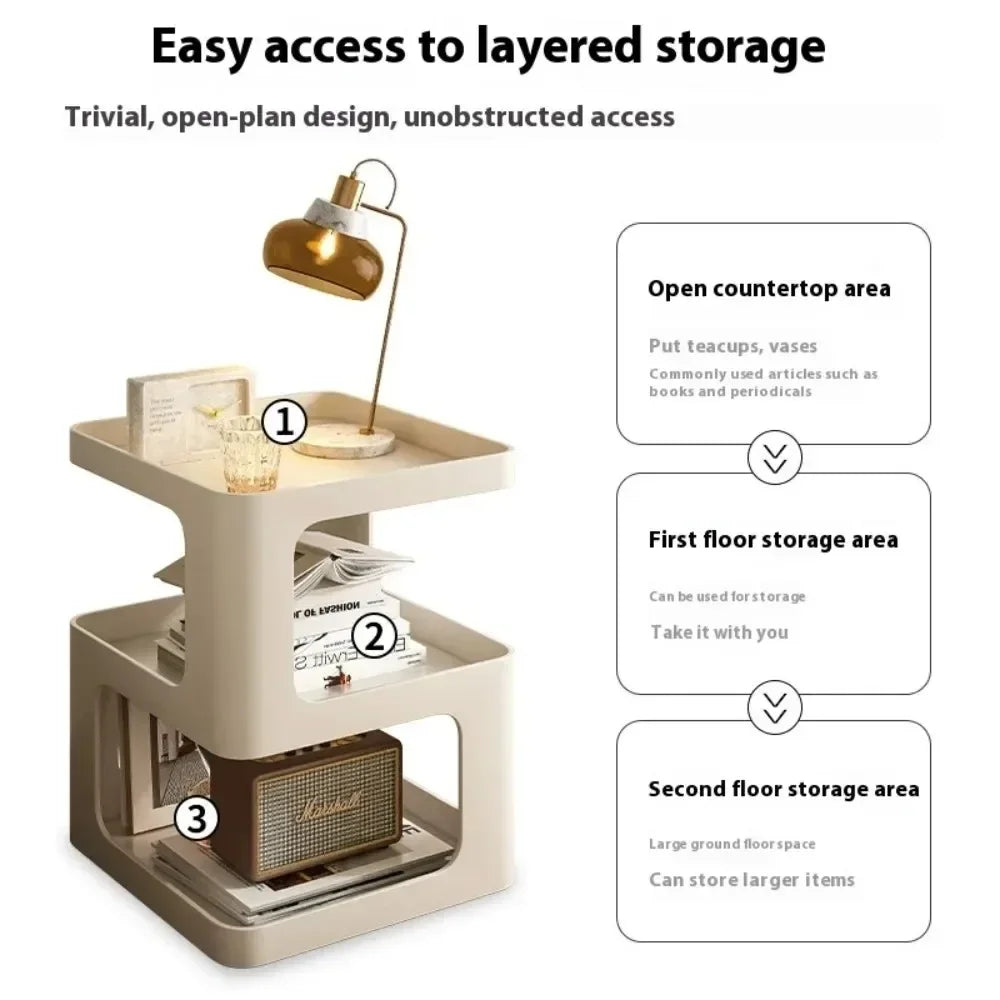 Light Luxury Sofa Table Solid Color Bookshelf Living Room Small Coffee Table Bedroom Simple Bedside Table Creative Computer Desk