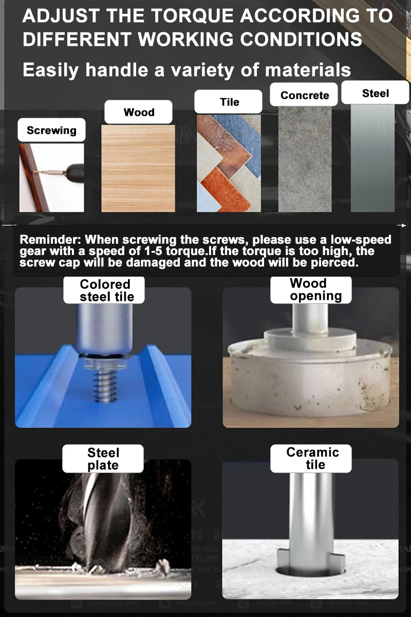 16.8V Brushless 70N.m Electric Cordless Drill 160N.m Impact Driver Screwdriver Household Multifunction Hit Power Tools