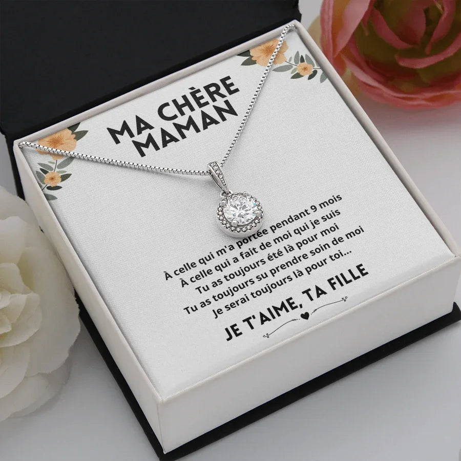 French To My Mom Mother Gift Necklaces From Daughter Timeless Love Pendant Necklace Fashion Women Birthday Silver Color With Box