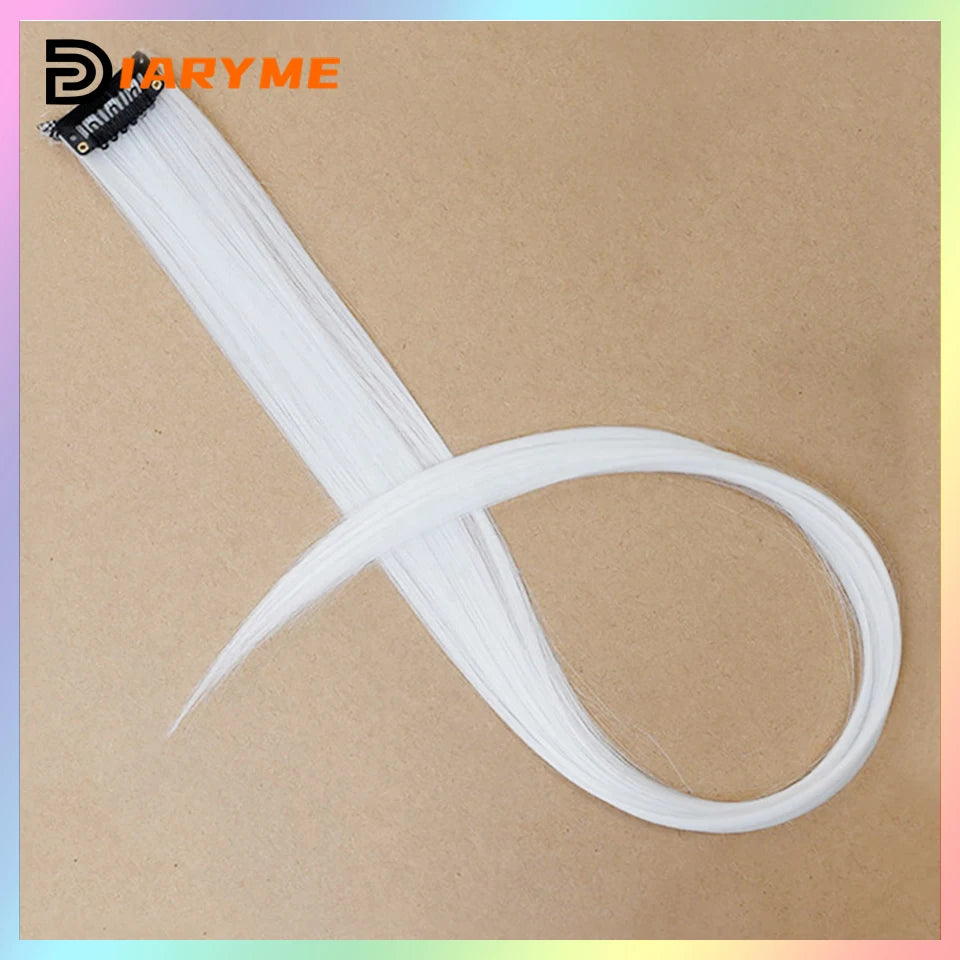 Colorful Hair Extensions Curly One Clip in Synthetic Long Hairpiece For Girls Women Kid Multi-colors Party Highlights Wig Piece