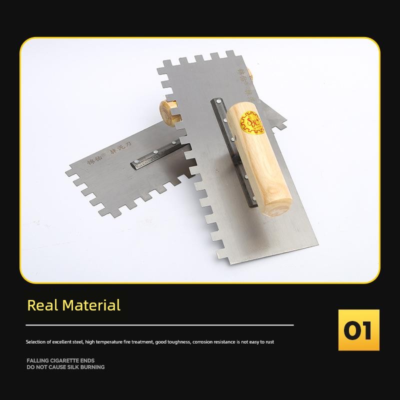 Tile Serrated Spatula Square Tooth Toothed Plastering Knife Paving Tile Plastering Knife Flat Gray Batch Ash Spoon Masonry Tool