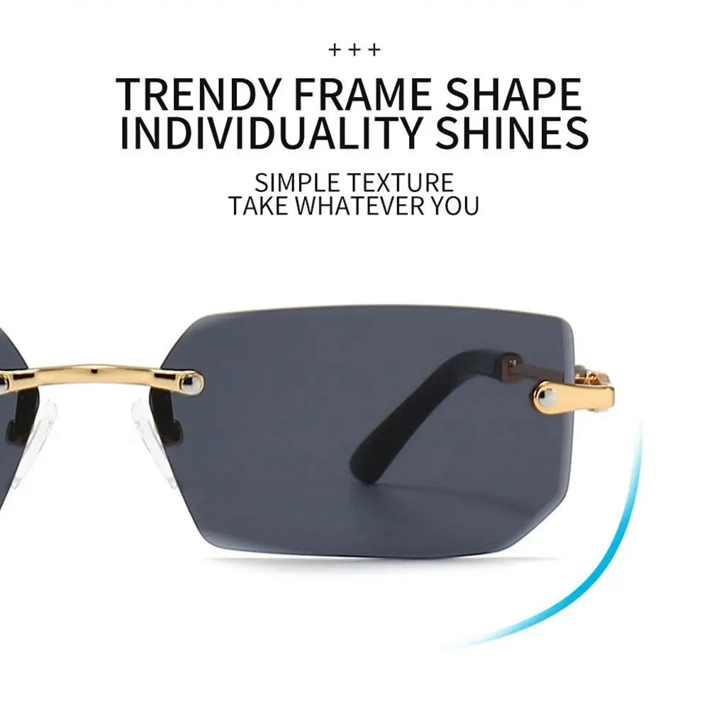 Trendy Rimless Rectangle Sunglasses Personalized Jelly Colored Frameless Sun Glasses Retro Shades Fashion Travel UV400 Eyewear