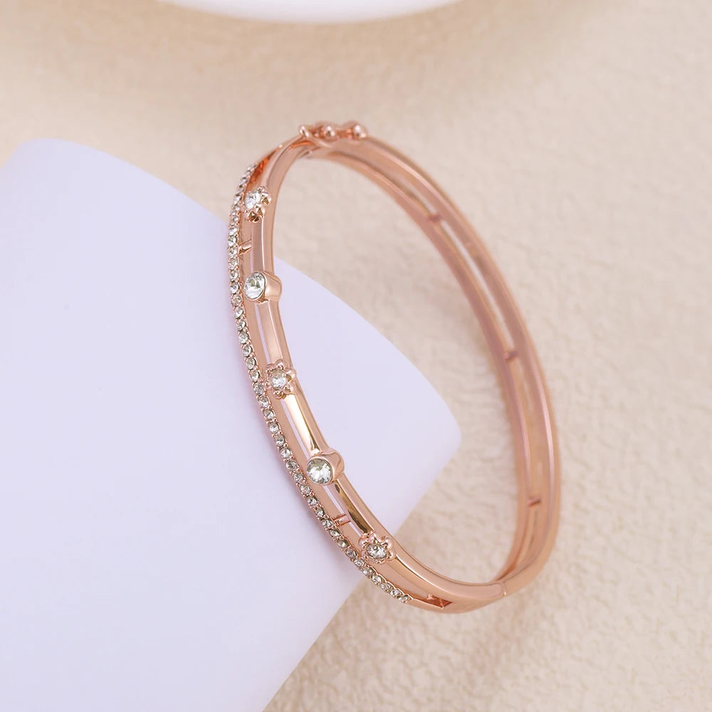 Daisini Crystals From Swarovski Women Bangle High Quality Brass Plated 18k Hand Cuff Bracelet Fashion Jewelry Birthday Gifts