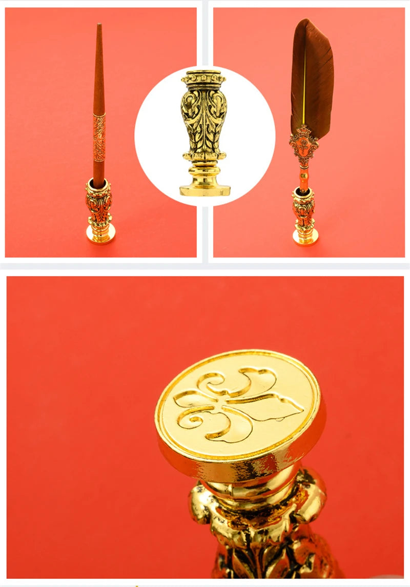 Sprinkling Gold Vintage Feather Pen Set Luxury Fountain Pen Ink Bottle Calligraphy Writing Dip Pen Nib Quill Birthday Gift Box